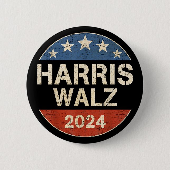 Harris Waltz 2024 Election Kamala Harris Tim Waltz Button (Front)