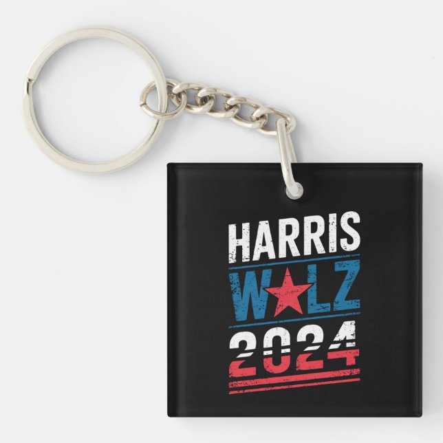 Harris Waltz 2024 Election Kamala Harris Tim Waltz Keychain (Front)