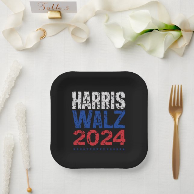 Harris Waltz 2024 Election Kamala Harris Tim Waltz Paper Plates (Wedding)