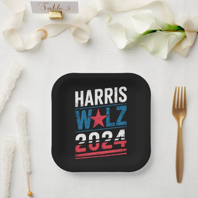 Harris Waltz 2024 Election Kamala Harris Tim Waltz Paper Plates (Wedding)