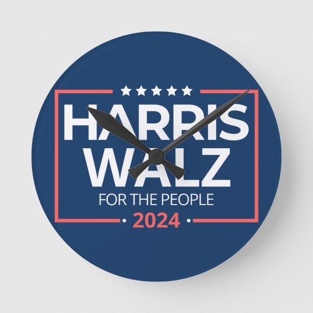 Harris Waltz 2024 Election Kamala Harris Tim Waltz Round Clock (Front)