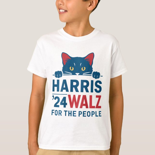Harris Waltz 2024 For The People Funny Cat Lady Ka T-Shirt (Front)