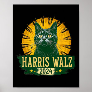 Harris Waltz 2024 Humor Cat Election Kamala Harris Poster