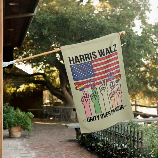 Harris Waltz 2024 Unity Over Division House Flag (In SItu)
