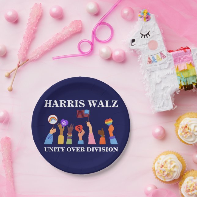 Harris Waltz 2024 Unity Over Division Paper Plates (Party)