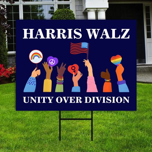 Harris Waltz 2024 Unity Over Division Sign