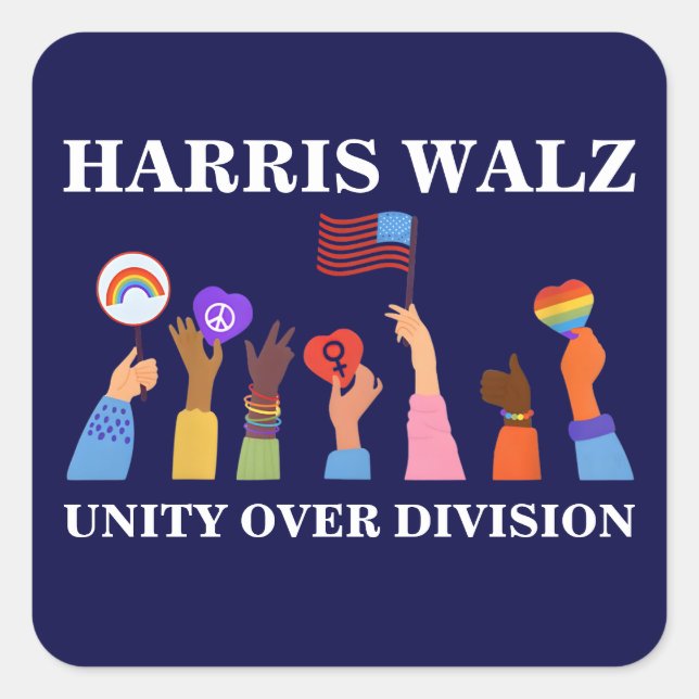 Harris Waltz 2024 Unity Over Division Square Sticker (Front)