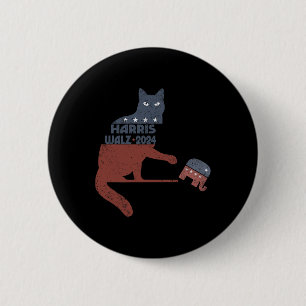 Harris Waltz 2024 Vp President Election Funny Cat Button