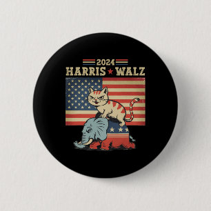 Harris Waltz 2024 Vp President Election Funny Cat Button