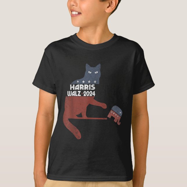 Harris Waltz 2024 Vp President Election Funny Cat  T-Shirt (Front)