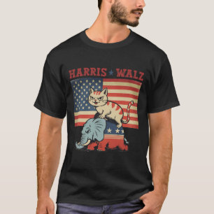Harris Waltz 2024 Vp President Election Funny Cat T-Shirt