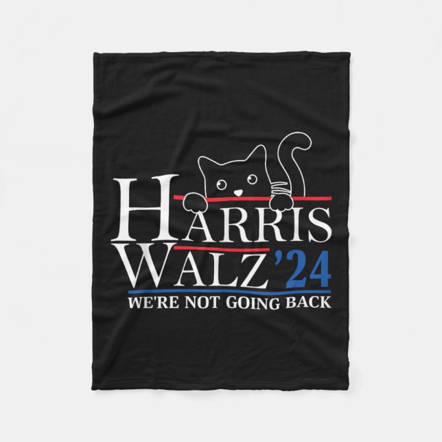 Harris Waltz 2024 We're Not Going Back Funny Cat L Fleece Blanket (Front)