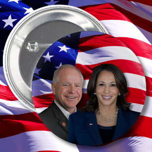 Harris Waltz Photo 2024 - Kamala Harris Tim Waltz Button