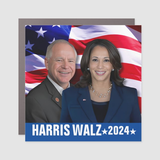 Harris Waltz Photo 2024 - Kamala Harris Tim Waltz Car Magnet (Front)