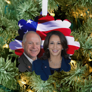 Harris Waltz Photo 2024 - Kamala Harris Tim Waltz Ornament Card