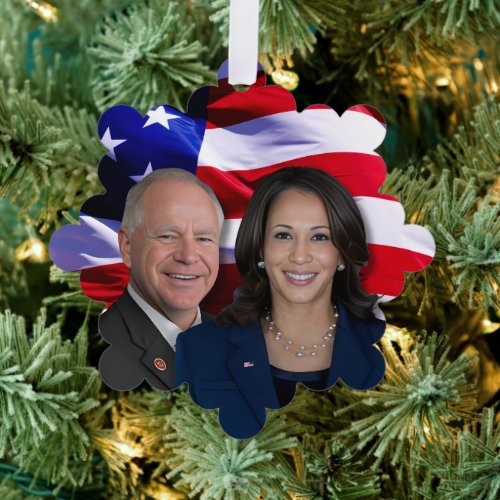 Harris Waltz Photo 2024 _ Kamala Harris Tim Waltz Ornament Card