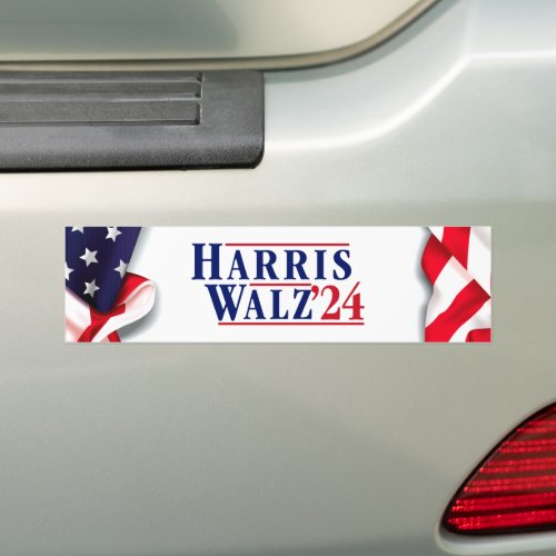 Harris Walz 2024 American Flag Bumper Sticker