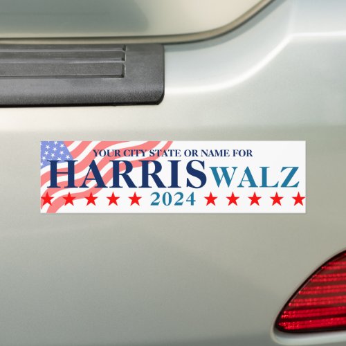 Harris Walz 2024 American Flag Custom Political Bumper Sticker