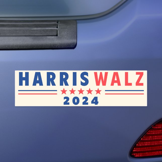 Harris Walz 2024 Campaign Ivory Car Bumper Magnet (Creator Uploaded)