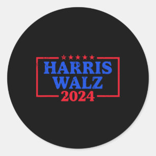 Harris Walz 2024 Campaign Logo Democrat Slogan Kam Classic Round Sticker