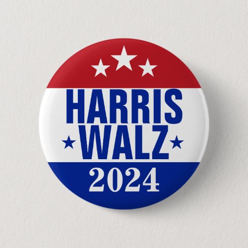 Harris Walz 2024 Campaign Red Blue Button