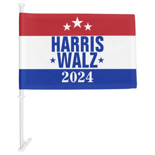 Harris Walz 2024 Campaign Red Blue Car Flag