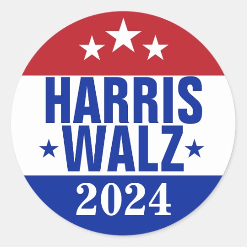 Harris Walz 2024 Campaign Red Blue Classic Round Sticker