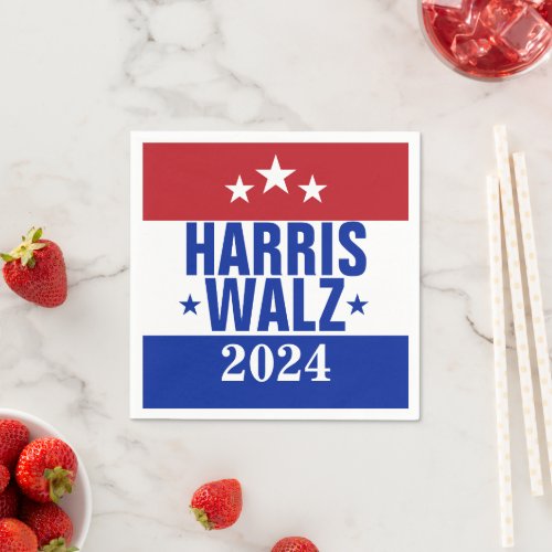 Harris Walz 2024 Campaign Red Blue Napkins