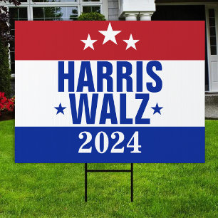 Harris Walz 2024 Campaign Red Blue Sign