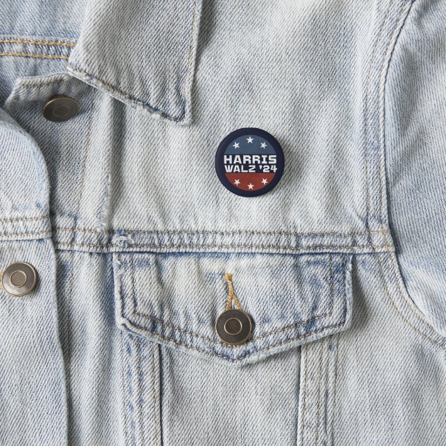 Harris Walz 2024 Campaign USA Flag Button (In Situ)