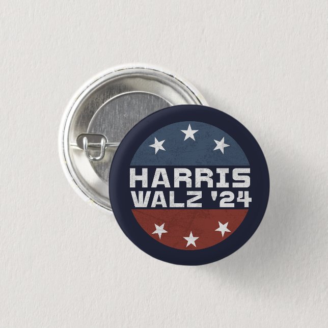 Harris Walz 2024 Campaign USA Flag Button (Front & Back)