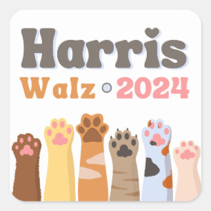 Harris Walz 2024 Cat Ladies Democrat Election Square Sticker