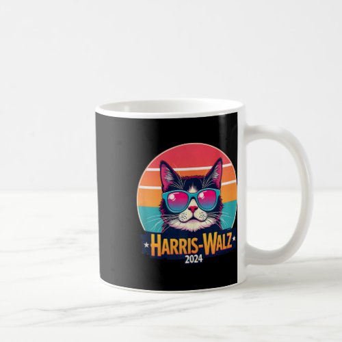 Harris Walz 2024 Cat Sunglasses Retro Vintage  Coffee Mug