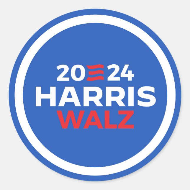 Harris Walz 2024 Classic Round Sticker (Front)