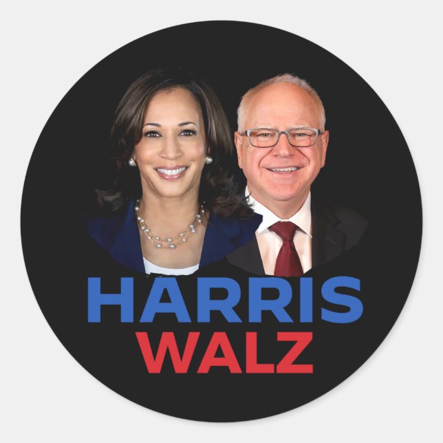 Harris Walz 2024 Classic Round Sticker (Front)