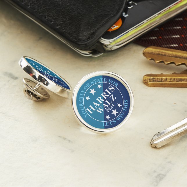 Harris Walz 2024 Custom Election Merch Political Lapel Pin (In Situ)