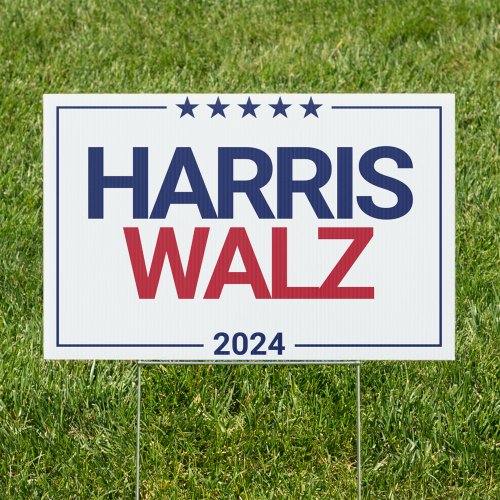 Harris Walz 2024 Democrat Election White Yard Sign