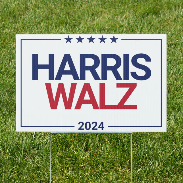 Harris Walz 2024 Democrat Election White Yard Sign Zazzle