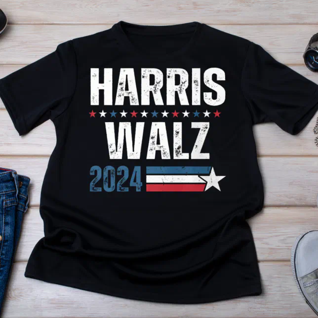 Harris Walz 2024 Distressed Patriotic Campaign TShirt Zazzle