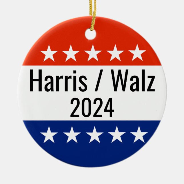 Harris Walz 2024 Election Ceramic Ornament (Front)