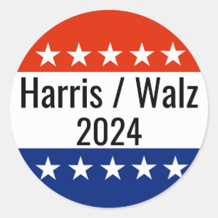 Harris Walz 2024 Election Classic Round Sticker