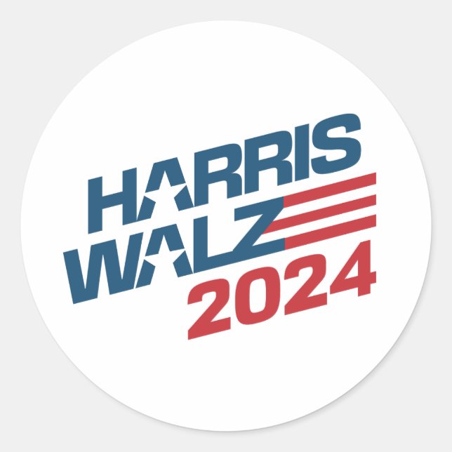 Harris Walz 2024 Election Classic Round Sticker (Front)