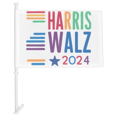 Harris Walz 2024 Election Colorful Flower  Car Flag