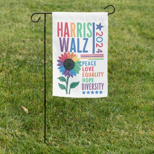 Harris Walz 2024 Election Colorful Flower  Garden Flag