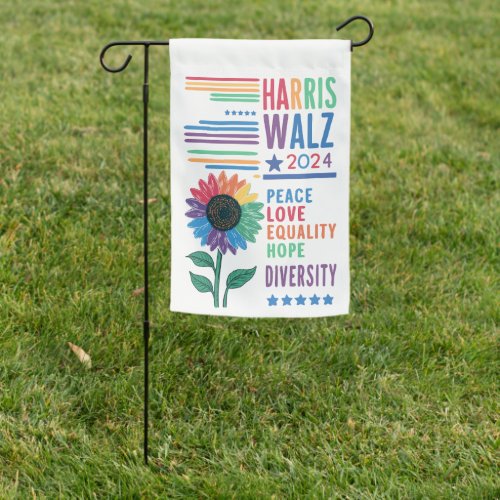 Harris Walz 2024 Election Colorful Flower  Garden Flag