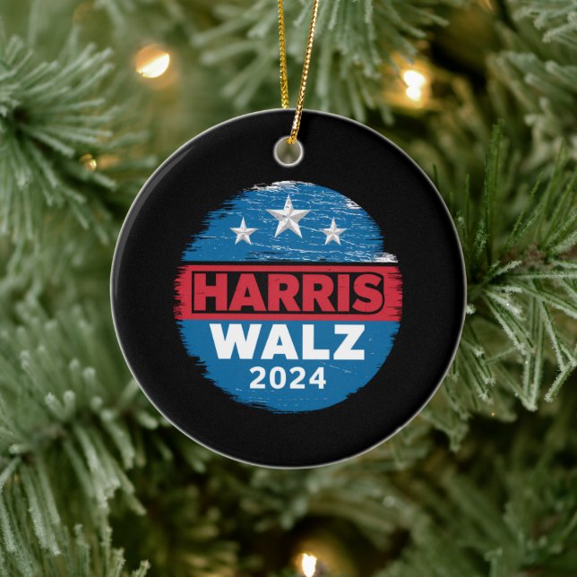Harris Walz 2024 Election Kamala Harris Tim Waltz  Ceramic Ornament (Tree)