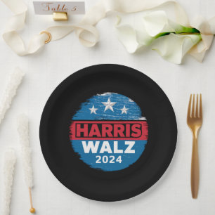 Harris Walz 2024 Election Kamala Harris Tim Waltz  Paper Plates