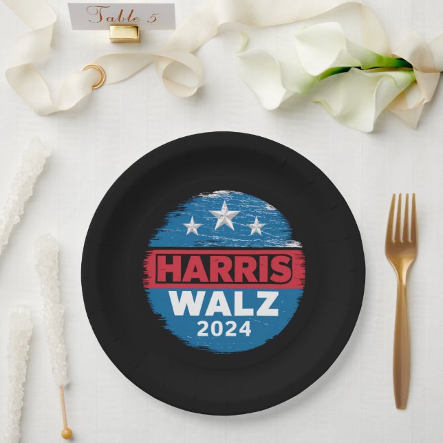 Harris Walz 2024 Election Kamala Harris Tim Waltz  Paper Plates (Wedding)