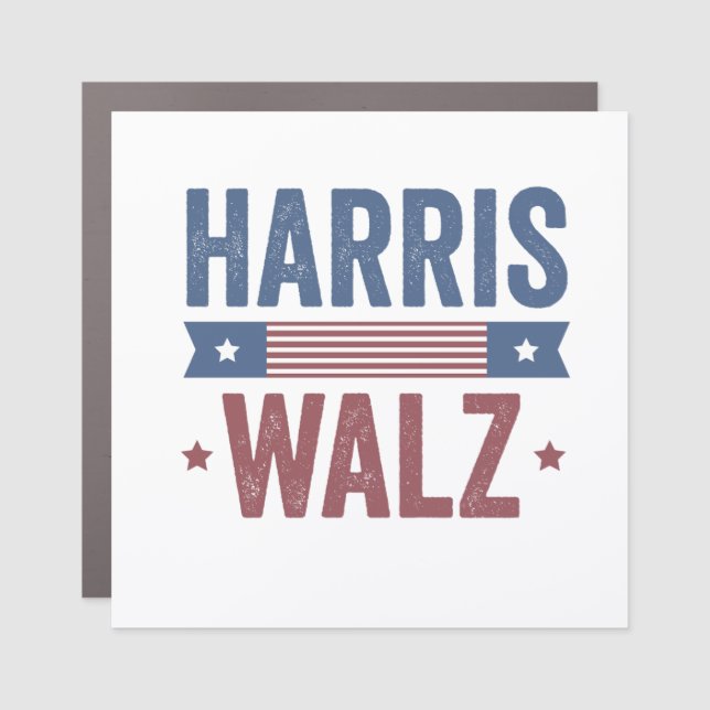 Harris Walz 2024 Election Kamala Tim Waltz America Car Magnet (Front)