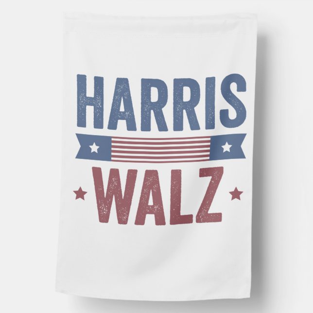 Harris Walz 2024 Election Kamala Tim Waltz America House Flag (Front)